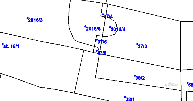 Parcela st. 37/5 v KÚ Kosov u Boru, Katastrální mapa