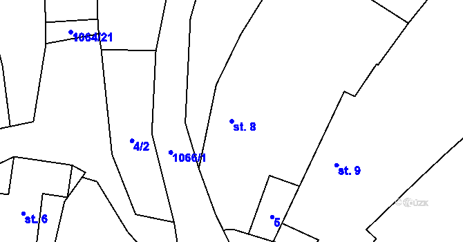 Parcela st. 8 v KÚ Lužná u Boru, Katastrální mapa