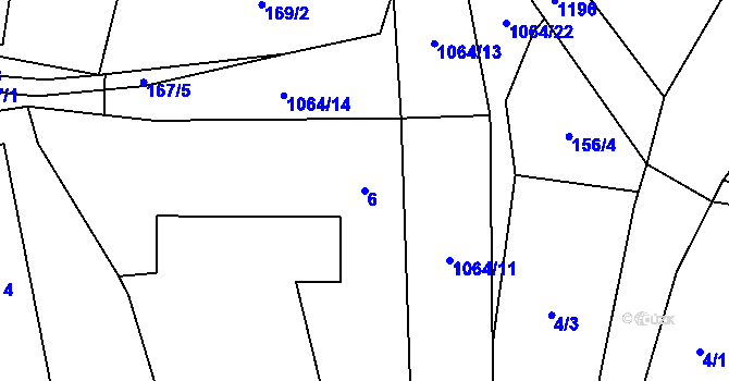 Parcela st. 6 v KÚ Lužná u Boru, Katastrální mapa