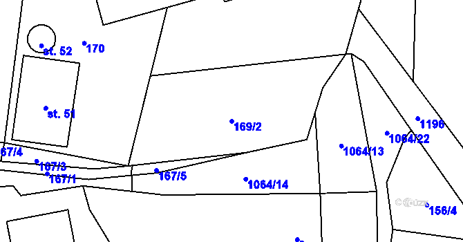 Parcela st. 169/2 v KÚ Lužná u Boru, Katastrální mapa
