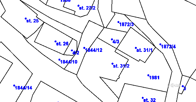 Parcela st. 4/1 v KÚ Skviřín, Katastrální mapa