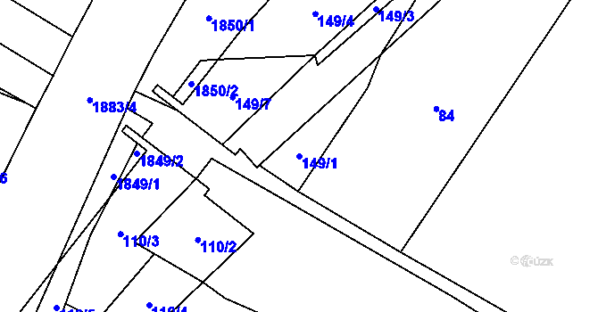 Parcela st. 149/1 v KÚ Skviřín, Katastrální mapa