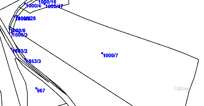Parcela st. 1000/7 v KÚ Skviřín, Katastrální mapa