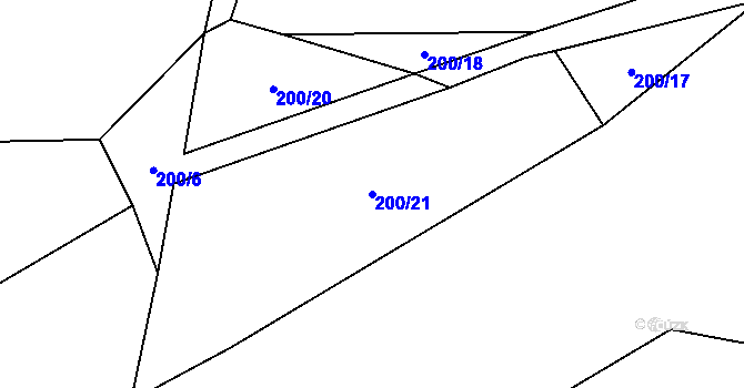 Parcela st. 200/21 v KÚ Skviřín, Katastrální mapa