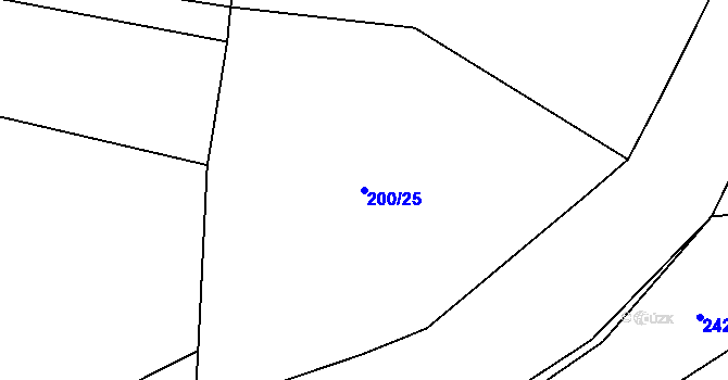 Parcela st. 200/25 v KÚ Skviřín, Katastrální mapa