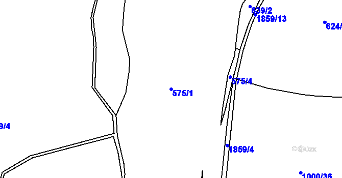 Parcela st. 575/1 v KÚ Skviřín, Katastrální mapa