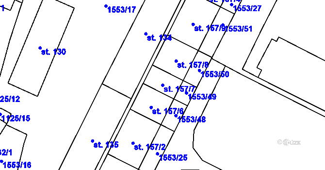 Parcela st. 157/7 v KÚ Vysočany u Boru, Katastrální mapa