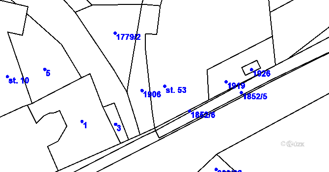 Parcela st. 53 v KÚ Vysočany u Boru, Katastrální mapa