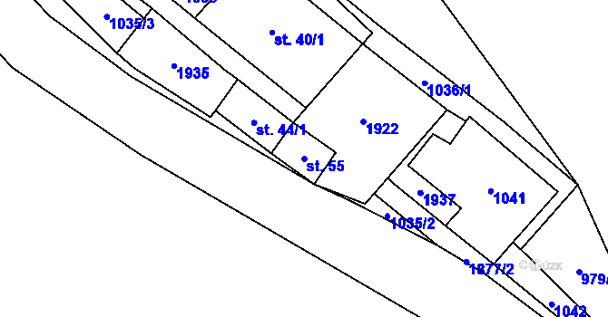 Parcela st. 55 v KÚ Vysočany u Boru, Katastrální mapa