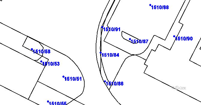 Parcela st. 1510/84 v KÚ Vysočany u Boru, Katastrální mapa