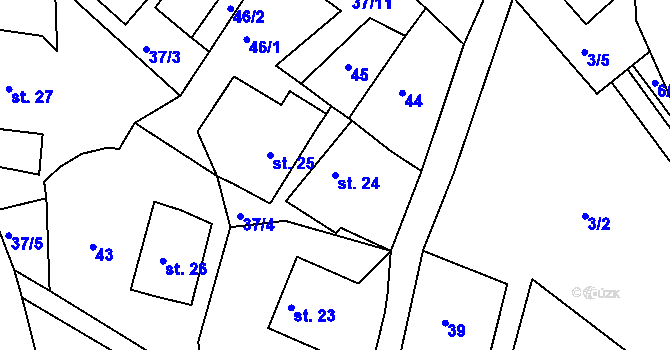 Parcela st. 24 v KÚ Bor u Skutče, Katastrální mapa