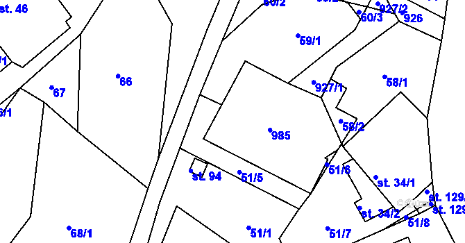 Parcela st. 35 v KÚ Bor u Skutče, Katastrální mapa