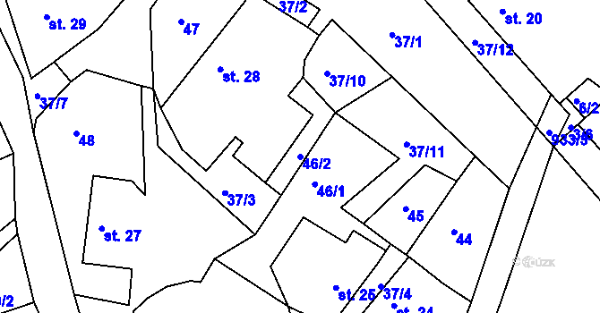 Parcela st. 46/2 v KÚ Bor u Skutče, Katastrální mapa