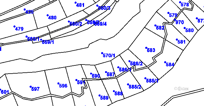 Parcela st. 570/1 v KÚ Bor u Skutče, Katastrální mapa