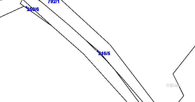 Parcela st. 216/5 v KÚ Borač, Katastrální mapa