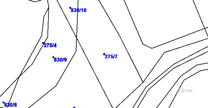 Parcela st. 275/7 v KÚ Borač, Katastrální mapa