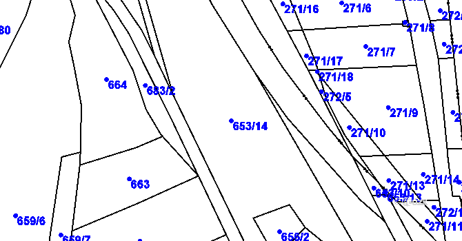 Parcela st. 653/14 v KÚ Borač, Katastrální mapa