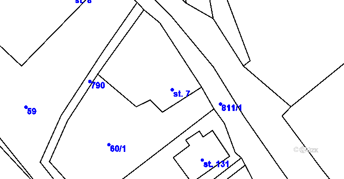 Parcela st. 7 v KÚ Borač, Katastrální mapa