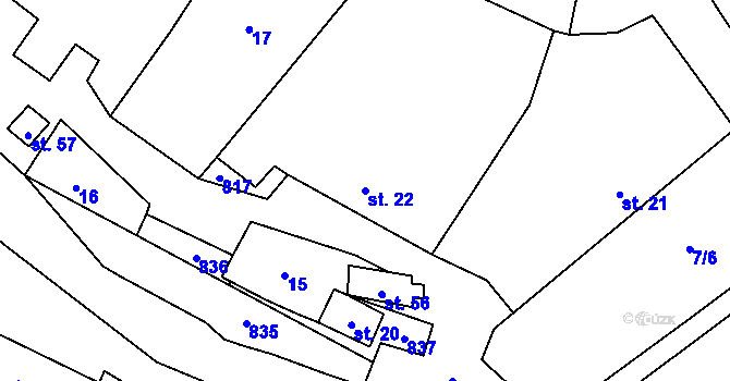 Parcela st. 22 v KÚ Borač, Katastrální mapa