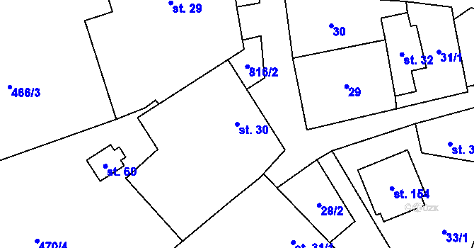 Parcela st. 30 v KÚ Borač, Katastrální mapa