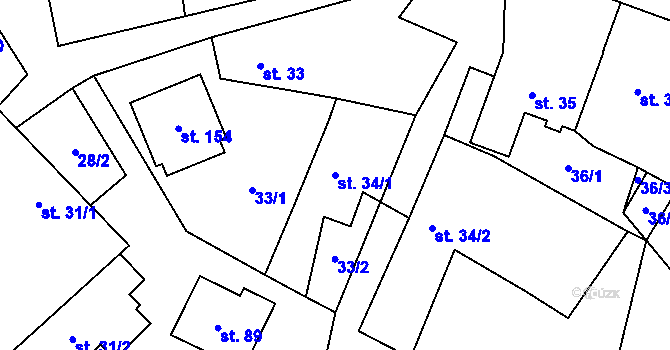 Parcela st. 34/1 v KÚ Borač, Katastrální mapa