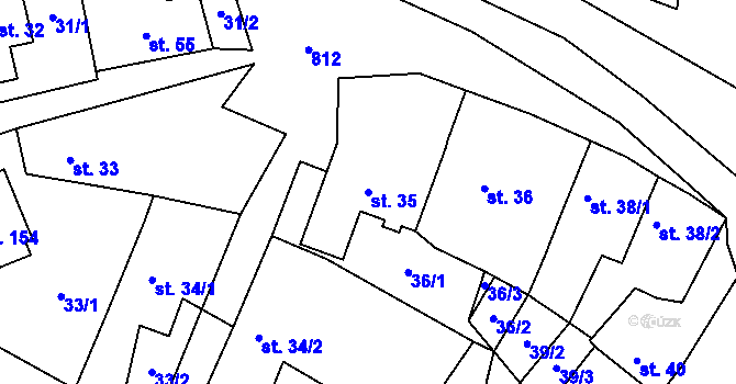 Parcela st. 35 v KÚ Borač, Katastrální mapa