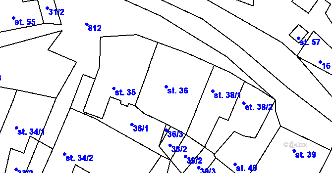 Parcela st. 36 v KÚ Borač, Katastrální mapa