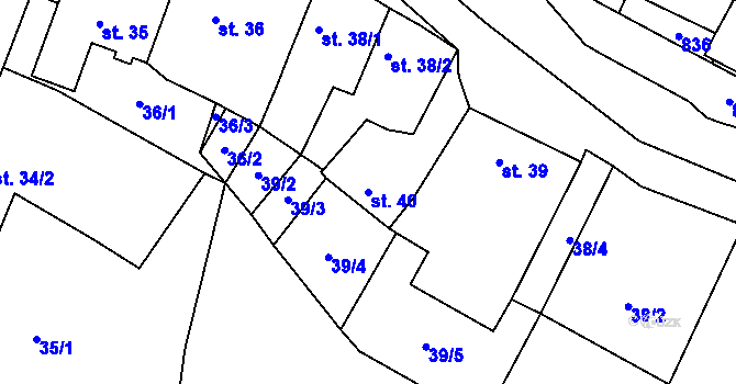 Parcela st. 40 v KÚ Borač, Katastrální mapa