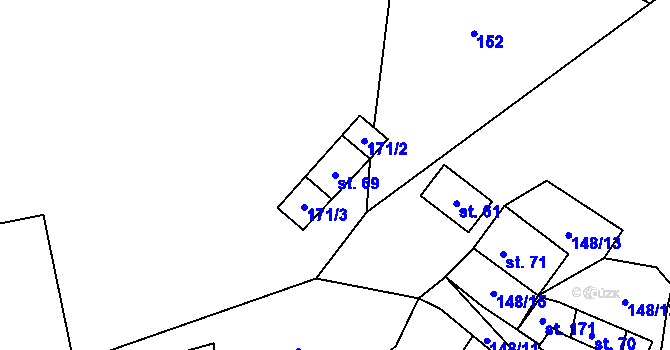 Parcela st. 69 v KÚ Borač, Katastrální mapa