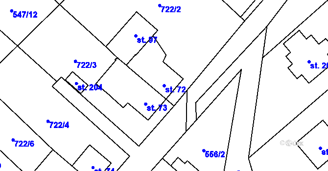 Parcela st. 72 v KÚ Borač, Katastrální mapa