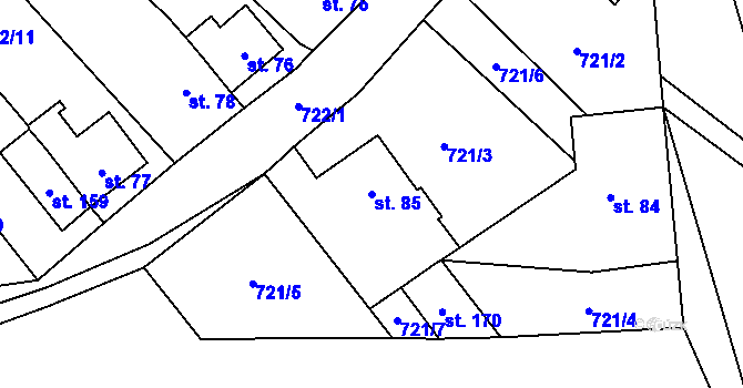 Parcela st. 85 v KÚ Borač, Katastrální mapa