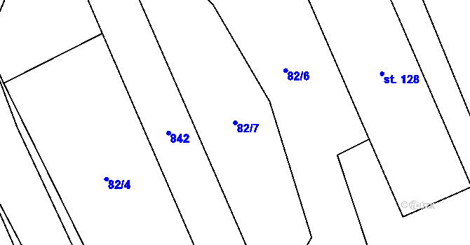 Parcela st. 82/7 v KÚ Borač, Katastrální mapa