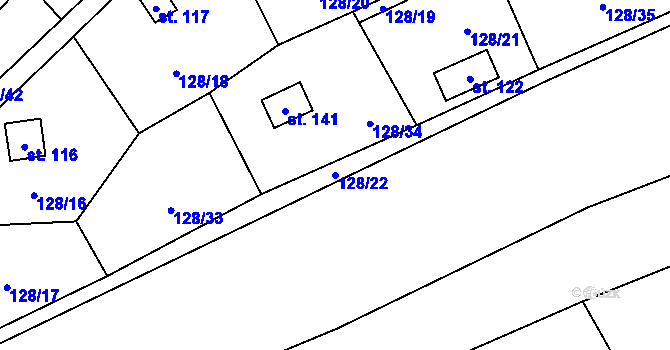 Parcela st. 128/22 v KÚ Borač, Katastrální mapa