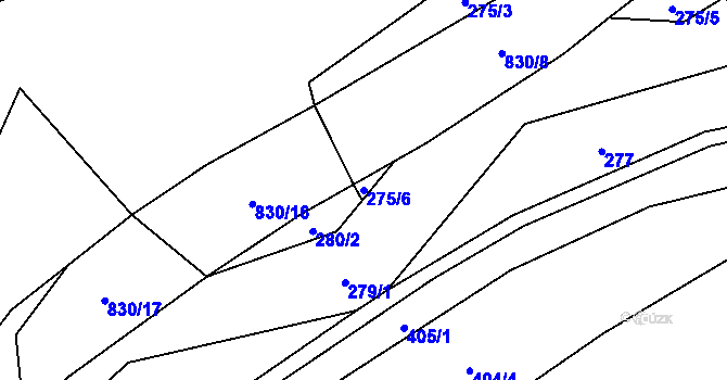 Parcela st. 275/6 v KÚ Borač, Katastrální mapa