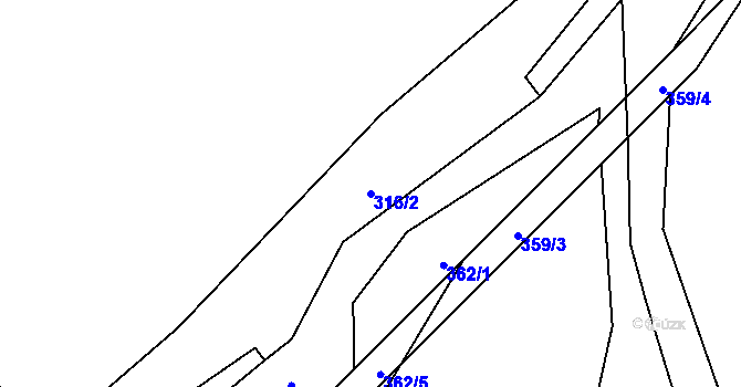Parcela st. 316/2 v KÚ Borač, Katastrální mapa