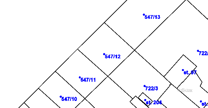 Parcela st. 547/12 v KÚ Borač, Katastrální mapa