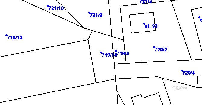 Parcela st. 719/14 v KÚ Borač, Katastrální mapa