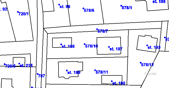 Parcela st. 578/10 v KÚ Borač, Katastrální mapa