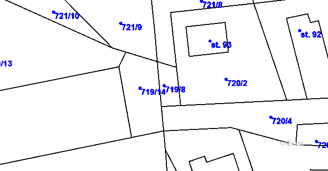 Parcela st. 719/8 v KÚ Borač, Katastrální mapa