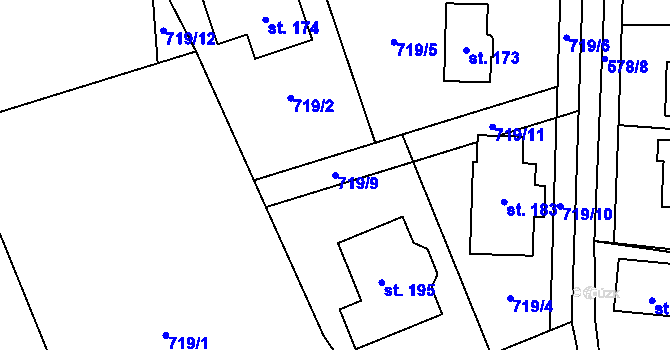 Parcela st. 719/9 v KÚ Borač, Katastrální mapa