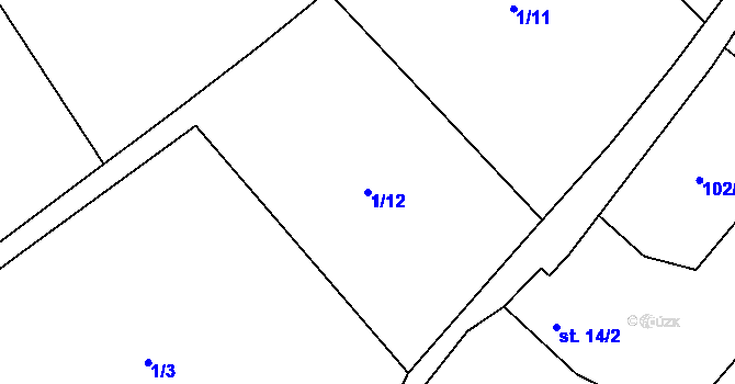 Parcela st. 1/12 v KÚ Borač, Katastrální mapa