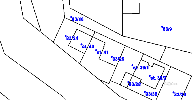 Parcela st. 41 v KÚ Podolí u Borače, Katastrální mapa