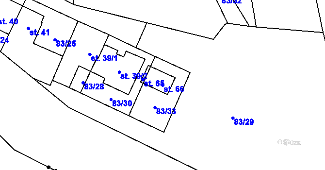 Parcela st. 66 v KÚ Podolí u Borače, Katastrální mapa