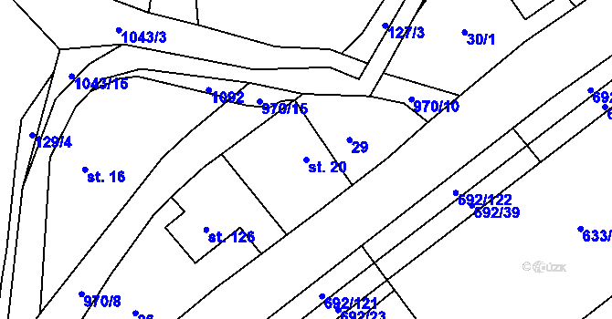 Parcela st. 20 v KÚ Bordovice, Katastrální mapa