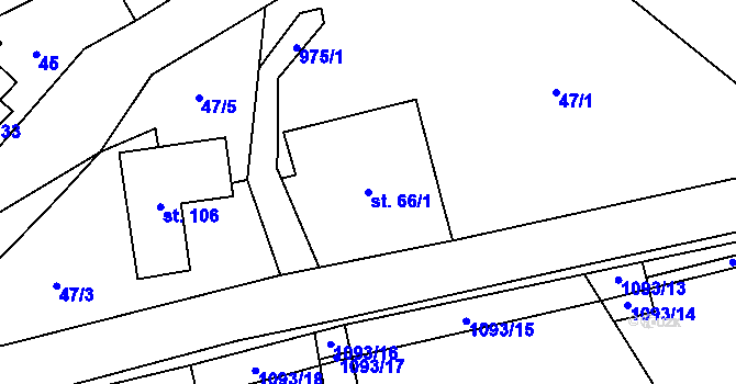Parcela st. 66/1 v KÚ Bordovice, Katastrální mapa