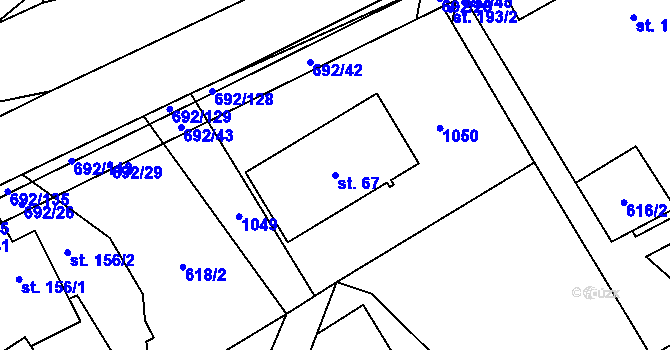 Parcela st. 67 v KÚ Bordovice, Katastrální mapa