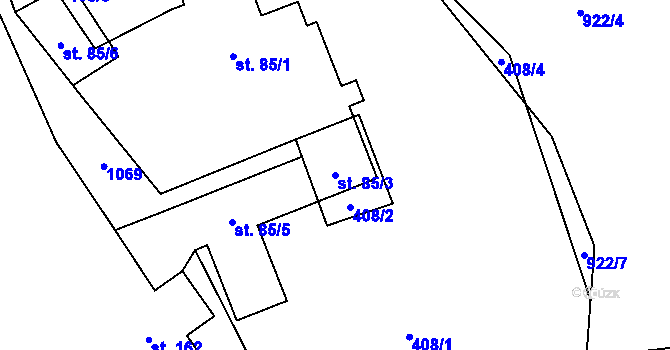 Parcela st. 85/3 v KÚ Bordovice, Katastrální mapa