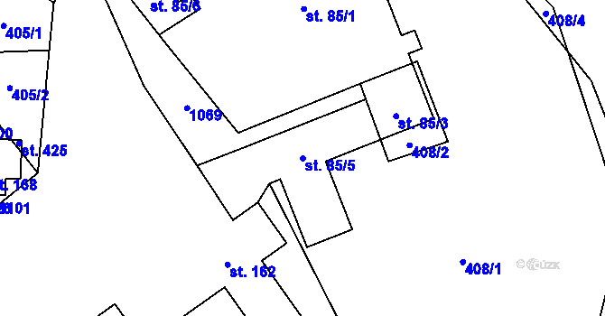 Parcela st. 85/5 v KÚ Bordovice, Katastrální mapa