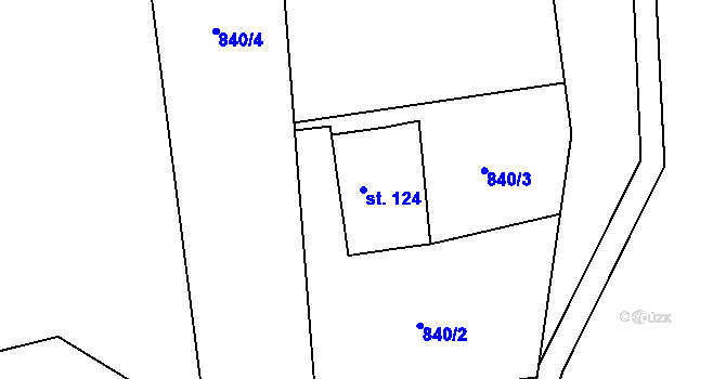 Parcela st. 124 v KÚ Bordovice, Katastrální mapa