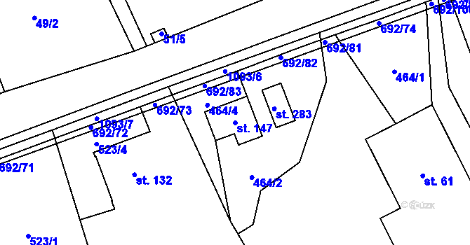 Parcela st. 147 v KÚ Bordovice, Katastrální mapa